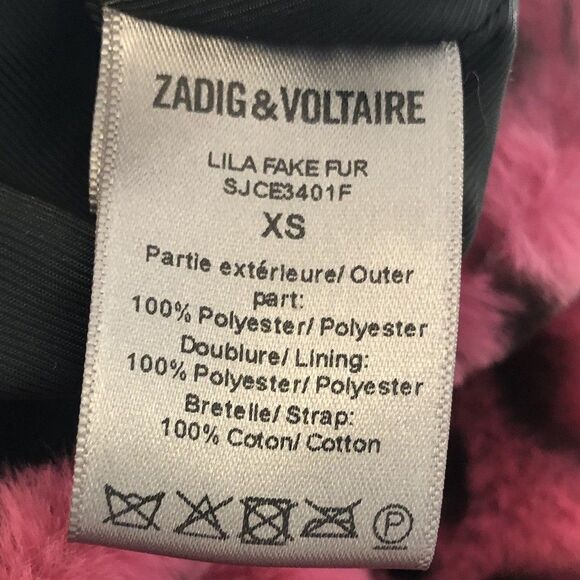 Zadig & Voltaire Lila Leopard Jacket XS Pink Black Faux Fur Button Front - Picture 8 of 12